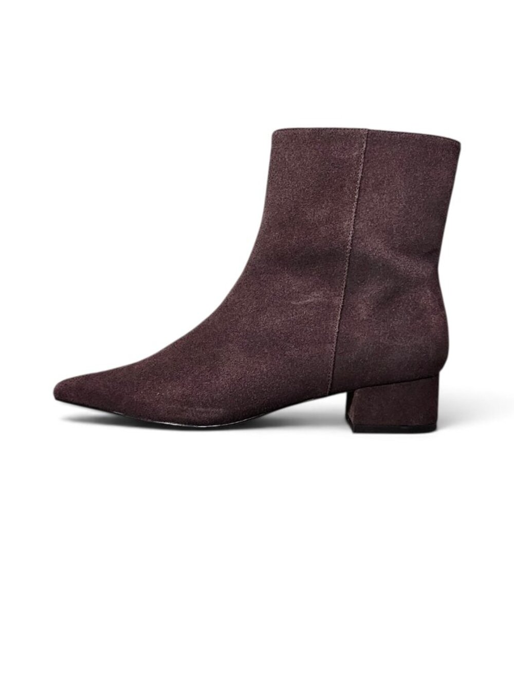 Ann Taylor Plum Rose Suede Pointed Toe Zip Ankle Booties Boot New Size 7 1/2